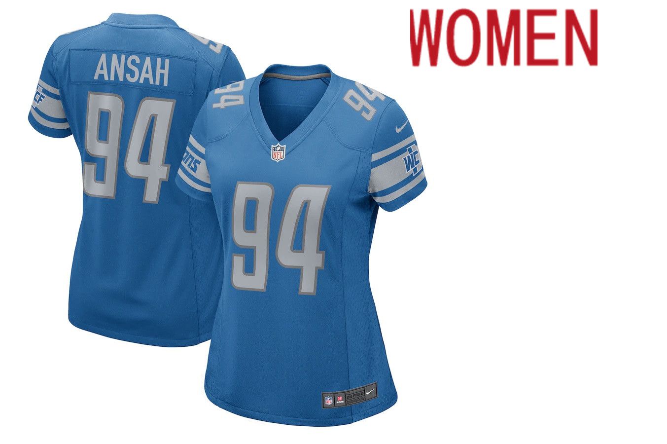 Women Detroit Lions #94 Ziggy Ansah Nike Blue 2017 Game NFL Jersey->women nfl jersey->Women Jersey